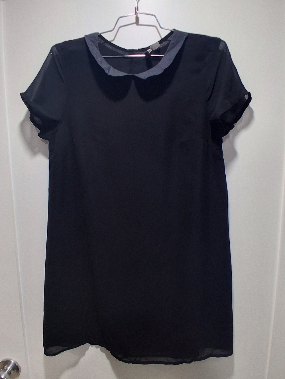 Divided By H&M Black Mini Dress with Peter Pan Collar S